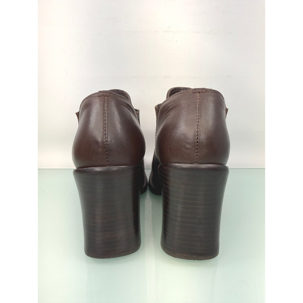 Colin Stuart Ankle Boots 6.5 Brown Leather Square Toe Block Heel 90s clean girl - Picture 6 of 11